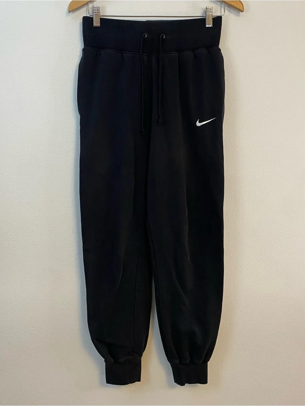 Nike Black Track Pants with White Swoosh